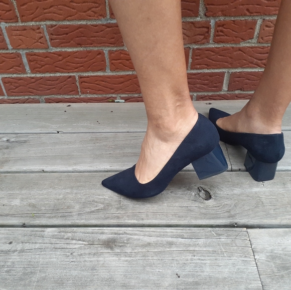 Zara dress shoes dark blue block heel size 40 - Picture 9 of 10